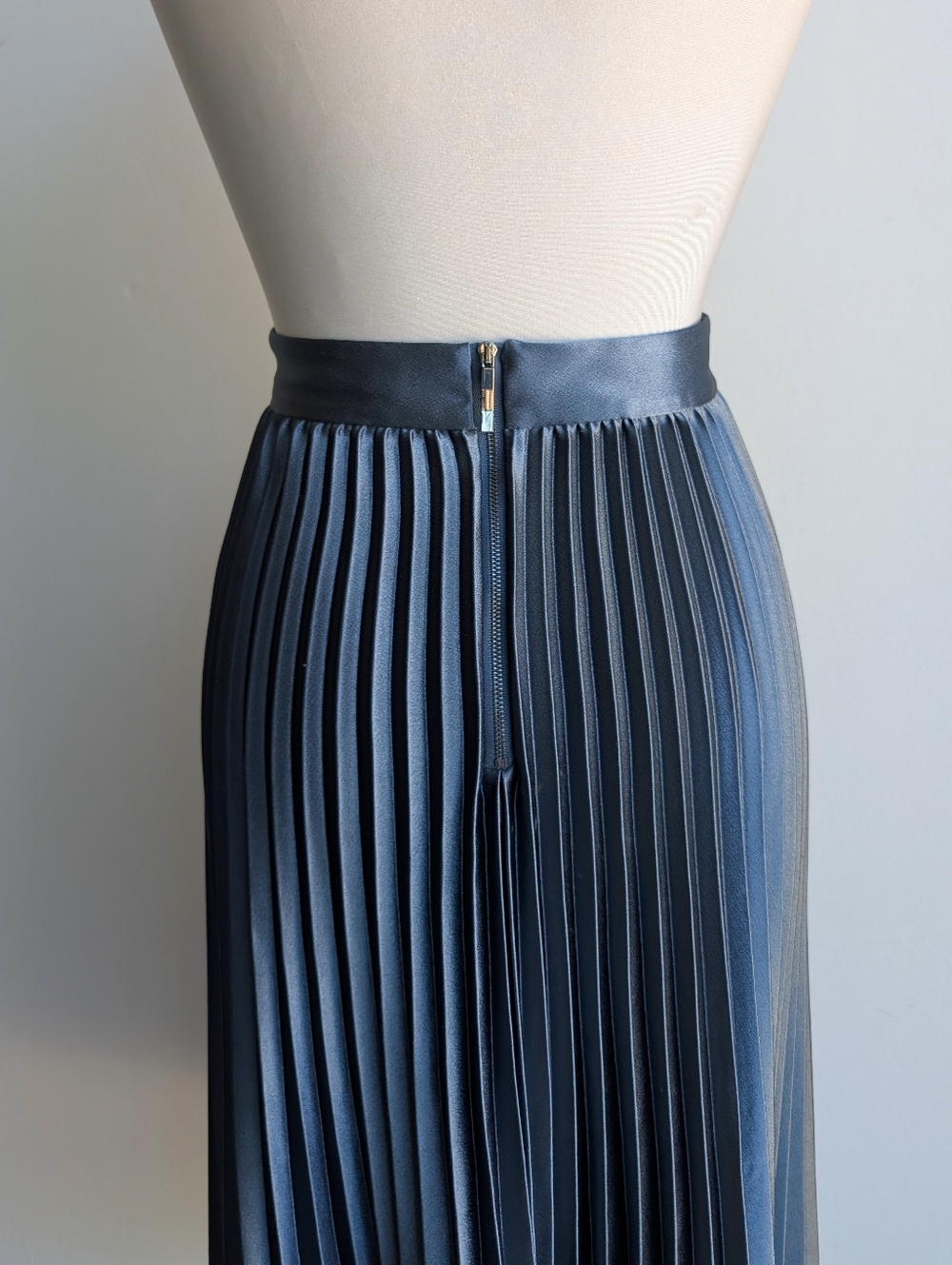 Ted Baker Satin Pleated Two-Tone Midi Skirt - Blue and Silver - Picture 7 of 10